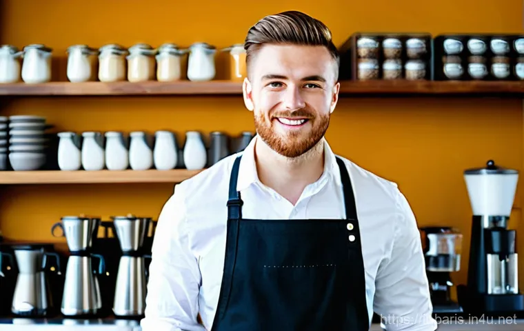 바리스타 이직 성공 사례 인터뷰 - **Prompt 1: The Artisan Barista**
    "A highly skilled barista, in their late 20s to early 30s, sta...