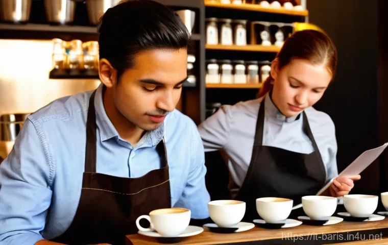 바리스타 자격증 시험 준비 루틴 - **Prompt: The Espresso Maestro**
    "A highly skilled, focused adult barista, either male or female...