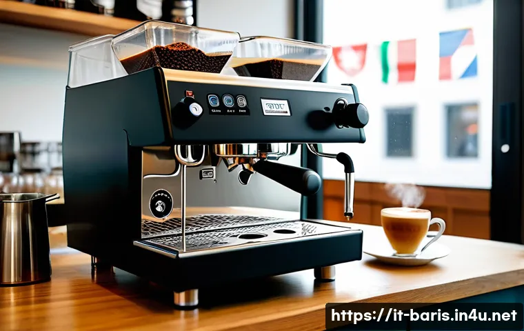 바리스타 실습용 커피 머신 추천 - A cozy Italian café training environment featuring a professional semi-automatic espresso machine li...